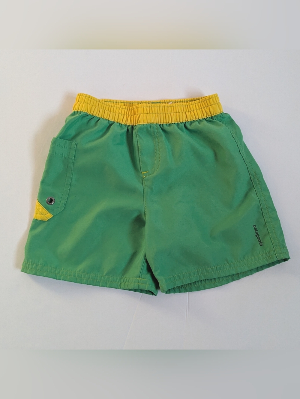 Patagonia Green Colorblock Swim Trunks 12m Baby Boys